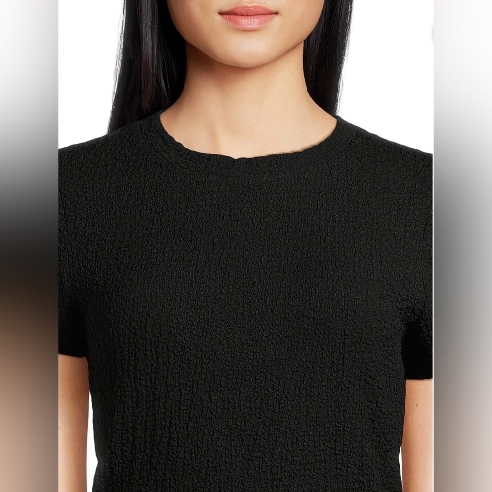 Time and Tru Women's Pucker Knit Tee Black Women’s Size Small 4-6 - Picture 2 of 8